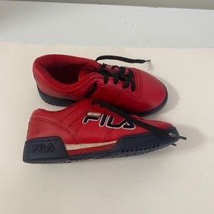 Red and white kids fila